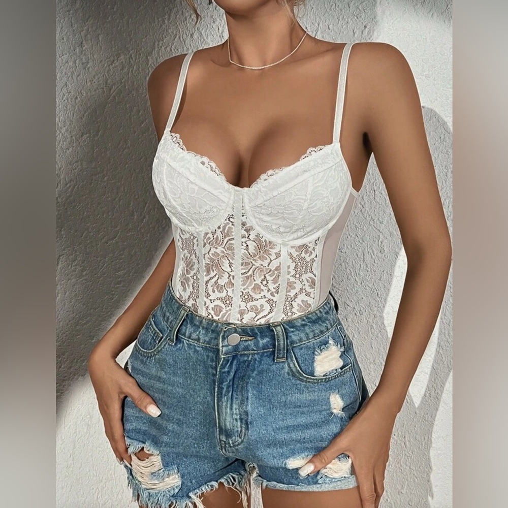 New Floral Lace Cami Bodysuit
